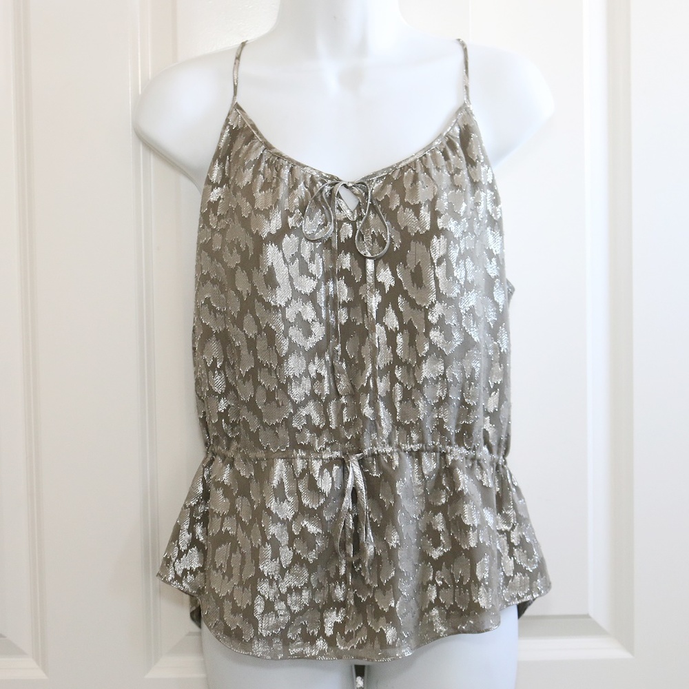Rebecca Taylor Silk Tank Blouse Metallic Size 2